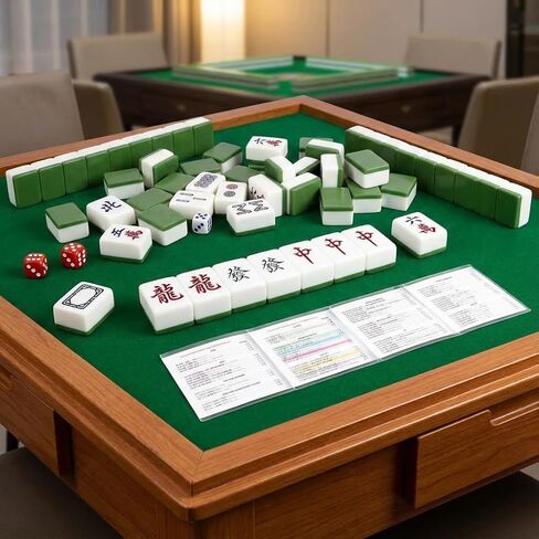 لعبة asix 4 قطع من بطاقات خلط البلاط من Mahjong لخلط وخلط البلاط، مع 320 قطعة من مكتشف خط بطاقة Mahjong، للمبتدئين، مجموعة ملحقات Mah-Jong وهدية للنساء والرجال، للسفر، والحفلات in Kuwait