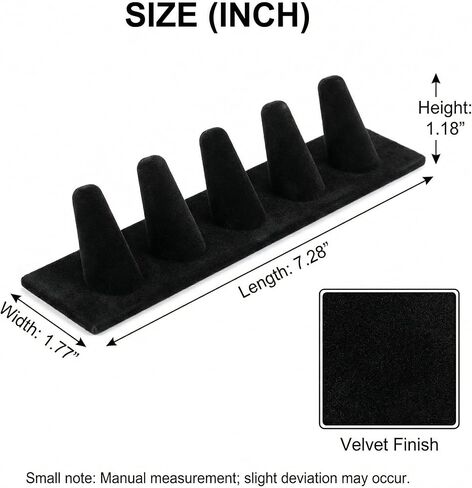 2 Pack Velvet Ring Display Stand, Black Jewelry Ring Holder Organizer with Multiple Ring Cones, Ring Showcase for Vendors, Craft Fairs, Boutique Counter, Dresser Storage, 7.28" x 1.77" x 1.18" in Saudi Arabia