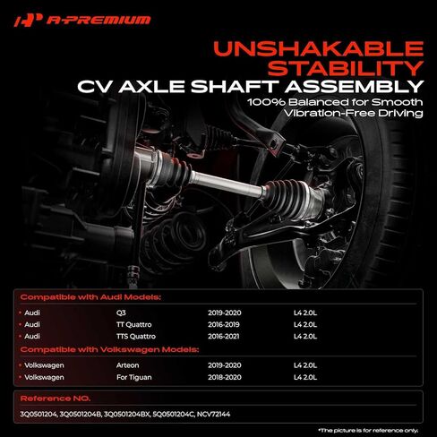 A-Premium CV Axle Shaft Assembly Compatible with Volkswagen Tiguan 2018-2019, Arteon 2019 & Audi Q3 2019, TT Quattro 2016-2019, 2.0L, Rear Left Driver Side, Replace# 3Q0501203 in Saudi Arabia