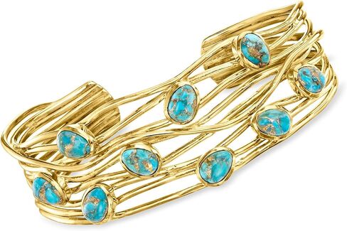 Ross-Simons Turquoise Highway Cuff Bracelet in 18kt Gold Over Sterling in Saudi Arabia