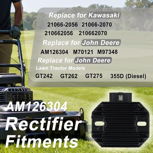 Voltage Regulator Compatible with Kawasaki 21066-2070 21066-2056 M97348 M70121 AM126304 Rectifier Replacement for John Deere GT242 GT262 GT275 355D Lawn Tractor in Saudi Arabia