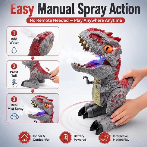 Dinosaur Toys for Kids 2-4 5-7 Years, Mist Spray Dinosaur Toy with Roar and Lights, Trex Indominus Rex Dinosaurs, Interactive No Remote Control Dino Toys 3-5 Year Old Boys Birthday Gift in Saudi Arabia