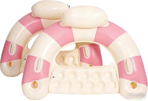 2 pcs Inflatable Pool Float Chair - 43" Pool Floaties Chair Floats Loungers for Swimming Pools Floating Lounger with Cup Holders Party Floaties for Adults in Saudi Arabia