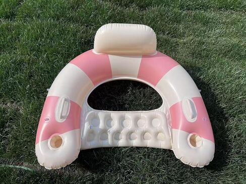 2 pcs Inflatable Pool Float Chair - 43" Pool Floaties Chair Floats Loungers for Swimming Pools Floating Lounger with Cup Holders Party Floaties for Adults in Saudi Arabia