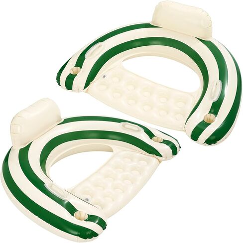 2 pcs Inflatable Pool Float Chair - 43" Pool Floaties Chair Floats Loungers for Swimming Pools Floating Lounger with Cup Holders Party Floaties for Adults in Saudi Arabia