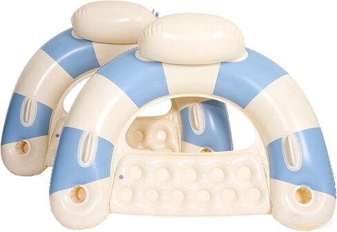 2 pcs Inflatable Pool Float Chair - 43" Pool Floaties Chair Floats Loungers for Swimming Pools Floating Lounger with Cup Holders Party Floaties for Adults in Saudi Arabia