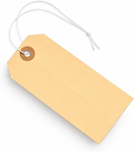 Tags with Elastic String Attached - #5, 4 3/4" x 2 3/8" Box of 200 Manila Paper Label Tags with Elastic Loop and Reinforced Hole in Saudi Arabia
