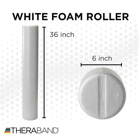 THERABAND Foam Roller, 36" Long High Density Pro Foam Roller Tool for Post-Workout Recovery & Pre-Workout Warm-Up, Roll Out Muscle Soreness, 6" Diameter, White in Saudi Arabia