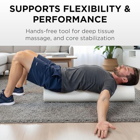 THERABAND Foam Roller, 36" Long High Density Pro Foam Roller Tool for Post-Workout Recovery & Pre-Workout Warm-Up, Roll Out Muscle Soreness, 6" Diameter, White in Saudi Arabia