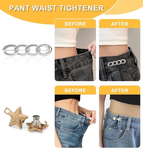 10 Set Waist Cincher Clip Pant Waist Tightener Star Buttons Metal Clips for Loose Jeans No Sewing Reusable Brooch for Clothing Dresses in Saudi Arabia