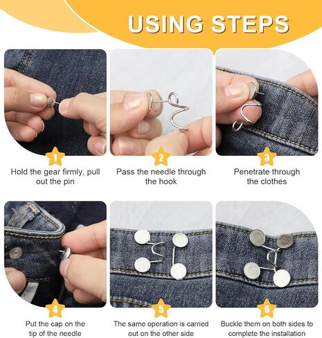 10 Set Waist Cincher Clip Pant Waist Tightener Star Buttons Metal Clips for Loose Jeans No Sewing Reusable Brooch for Clothing Dresses in Saudi Arabia