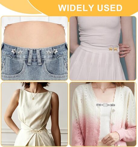 10 Set Waist Cincher Clip Pant Waist Tightener Star Buttons Metal Clips for Loose Jeans No Sewing Reusable Brooch for Clothing Dresses in Saudi Arabia