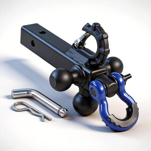 TOPTOW Trailer Hitch Tri-Ball Hitch Mount w/Matte Black Triple Hitch Balls 1-7/8-inch, 2-inch, 2-5/16-inch, Multi-fit for 2 inch Trailer Hitch Receiver, Blue Shackle in Kuwait