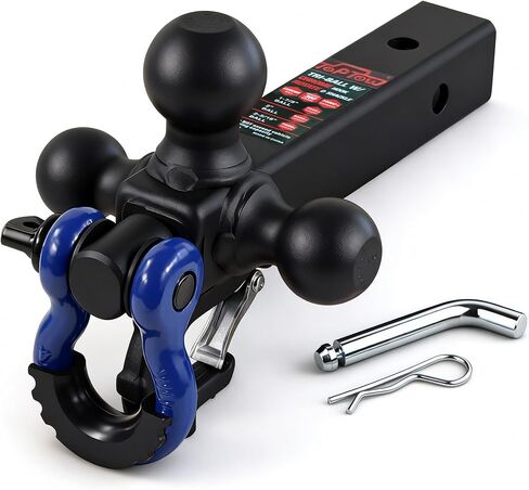 TOPTOW Trailer Hitch Tri-Ball Hitch Mount w/Matte Black Triple Hitch Balls 1-7/8-inch, 2-inch, 2-5/16-inch, Multi-fit for 2 inch Trailer Hitch Receiver, Blue Shackle in Kuwait