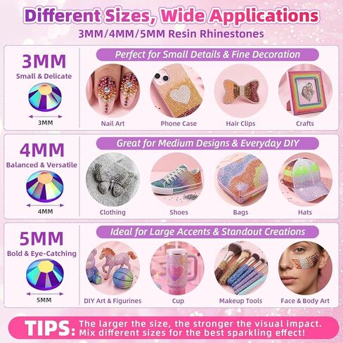 Bedazzling Kit 40000Pcs 40 Colors Jelly Rhinestones, 3mm Multicolor Resin Flatback Gems for Diamond Art with Storage Tray, Bazzling kit with 3Pcs 10ml B7000 Glue for Nail Art Crafting Book Shoes in Kuwait