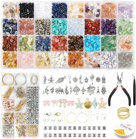 Yinjere Jewelry Making Supplies Kit, 1280pcs Crystal Beads, 32 Colors Gemstone Beads for Jewelry Making, Friendship Bracelet Kit, Bracelet Making Kit, Beads for Earrings, Necklaces DIY in Kuwait