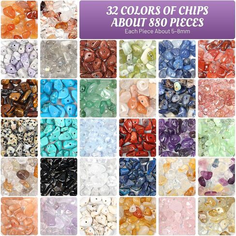 Yinjere Jewelry Making Supplies Kit, 1280pcs Crystal Beads, 32 Colors Gemstone Beads for Jewelry Making, Friendship Bracelet Kit, Bracelet Making Kit, Beads for Earrings, Necklaces DIY in Kuwait