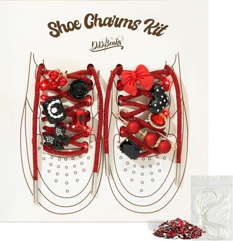 Rhinestone Shoe Laces & Charms Kit, 120cm/47in Glitter Shoe Laces Set with Pearl and Crystal Charms, Loose Rhinestones & Clear Elastic Cord, DIY Sneaker Accessories Gift for Women Teens Boots in Saudi Arabia
