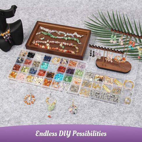 Yinjere Jewelry Making Supplies Kit, 1280pcs Crystal Beads, 32 Colors Gemstone Beads for Jewelry Making, Friendship Bracelet Kit, Bracelet Making Kit, Beads for Earrings, Necklaces DIY in Kuwait
