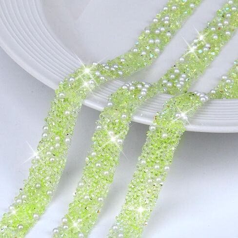 5 Rolls 5 Yards Rhinestone Strips, 0.47 Inch Shiny Lake Blue Diamond Tape, Bling Self Adhesive Crystal Trim, Pearls Rhinestone Tape for DIY Phone Cases & Crafts in Saudi Arabia
