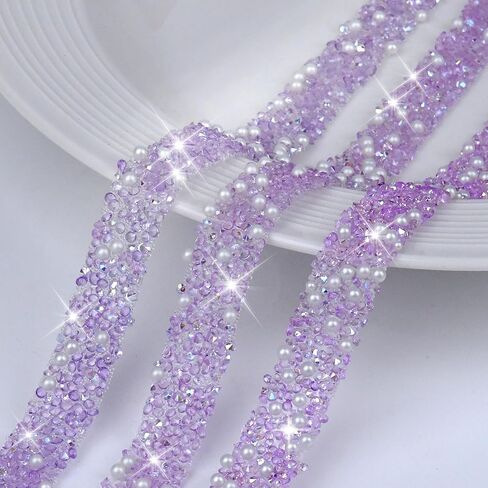 5 Rolls 5 Yards Rhinestone Strips, 0.47 Inch Shiny Lake Blue Diamond Tape, Bling Self Adhesive Crystal Trim, Pearls Rhinestone Tape for DIY Phone Cases & Crafts in Saudi Arabia