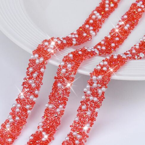 5 Rolls 5 Yards Rhinestone Strips, 0.47 Inch Shiny Lake Blue Diamond Tape, Bling Self Adhesive Crystal Trim, Pearls Rhinestone Tape for DIY Phone Cases & Crafts in Saudi Arabia