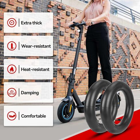 أنبوب داخلي aibiku 10 بوصة 10x2.50 مع صمام 90 درجة، أنابيب شديدة التحمل سميكة 2 مم لـ Segway Ninebot G30 Max/G30P/G30LP، Emove Cruiser، VSETT 10+، Apollo Explore، يناسب إطار 10x2.50 10x2.75 10x3.0 in Kuwait