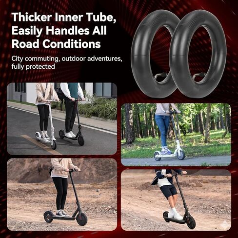 أنبوب داخلي aibiku 10 بوصة 10x2.50 مع صمام 90 درجة، أنابيب شديدة التحمل سميكة 2 مم لـ Segway Ninebot G30 Max/G30P/G30LP، Emove Cruiser، VSETT 10+، Apollo Explore، يناسب إطار 10x2.50 10x2.75 10x3.0 in Kuwait