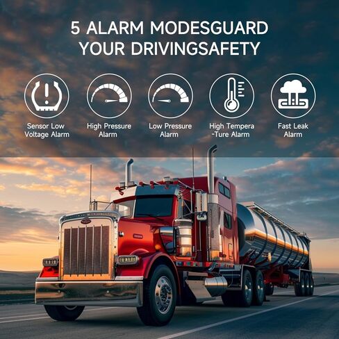 4.3" Trailer Tire Pressure Monitoring System with 10 Sensors, RV TPMS with 5 Alert Modes, Solar Power Wireless TPMS, 80ft Sensing Distance Tire Pressure Monitor for Trailers, Heavy Trucks in Saudi Arabia
