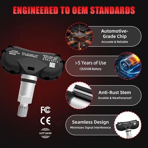 315 ميجا هرتز TPMS، مستشعر ضغط الإطارات المبرمج مسبقًا مناسب لسيارة Honda Civic (2005-2014)، Odyssey (2011-2020)، Fit (2009-2014)، Element (2009-2011)، Insight (2009-2022) (4 قطع) in Kuwait