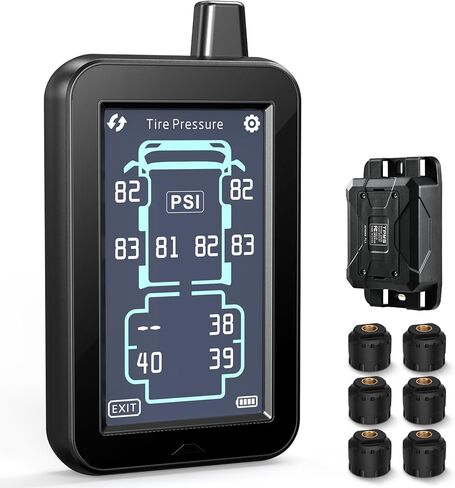نظام مراقبة ضغط الإطارات GUTA RV، نظام مراقبة ضغط الإطارات مع شاشة LCD ملونة مقاس 4.3 بوصة تعمل باللمس، TPMS مع 10 أجهزة استشعار و6 أوضاع إنذار، معزز الإشارة، 0-188PSI للعجلة RV/المقطورة/العجلة الخامسة in Kuwait
