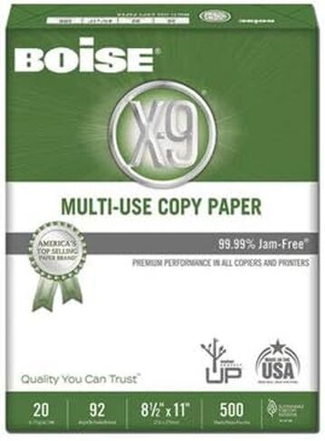 Boise X-9 Multi-Use Copy Paper, 92 Bright, 20lb, 8-1/2 x 11, White, 2500 Sheets/Carton in Saudi Arabia