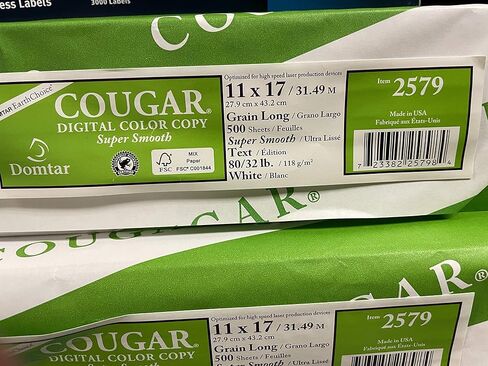 ورق Cougar White مقاس 11 × 17 خفيف الوزن ومتعدد الاستخدامات ورق فائق النعومة 500 قطعة - 118 جرامًا لكل متر مربع (نص 32/80 رطلًا) ورق ورق بحجم دفتر الأستاذ ورق يومي - المحترفون والمصممون والحرفيون والمشروعات اليدوية in Kuwait