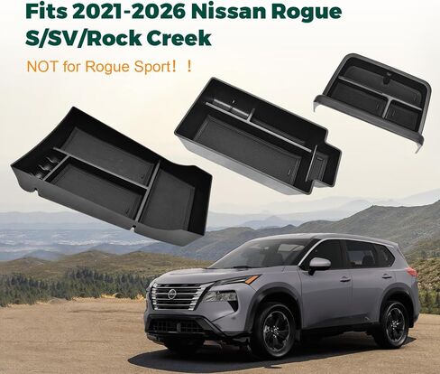 3PCS Center Console Organizer for 2021-2026 Nissan Rogue S/SV/Rock Creek Accessories, Dashboard Storage Tray + Armrest Box + Lower Console Organizer Durable ABS (Only Fit 8-Inch Screen) in Saudi Arabia