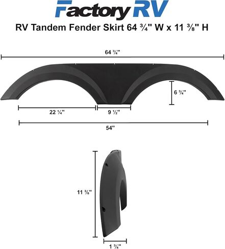 Tough Grade RV 6.75" x 11.38" Tandem Fender Skirt | Textured to Minimize Damage | Improves Aerodynamics | Made in The USA (1) in Saudi Arabia