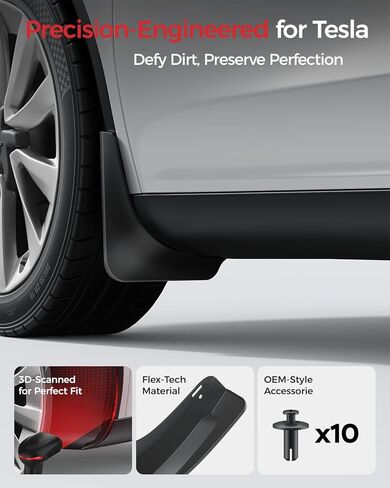 2026 Mud Flaps for Tesla New Model Y Juniper Accessories [Protect Paint, No Drilling Installation] All-Weather Splash Guards for Model Y Juniper 2025-2026, Black (Set of 4) in Saudi Arabia