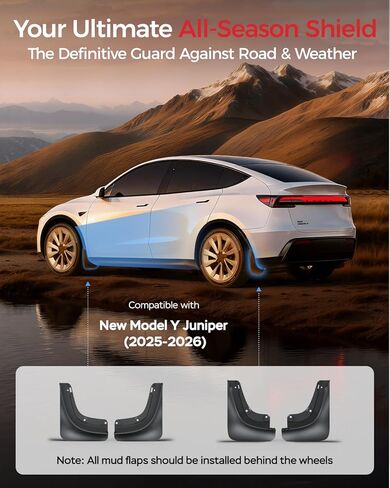 2026 Mud Flaps for Tesla New Model Y Juniper Accessories [Protect Paint, No Drilling Installation] All-Weather Splash Guards for Model Y Juniper 2025-2026, Black (Set of 4) in Saudi Arabia