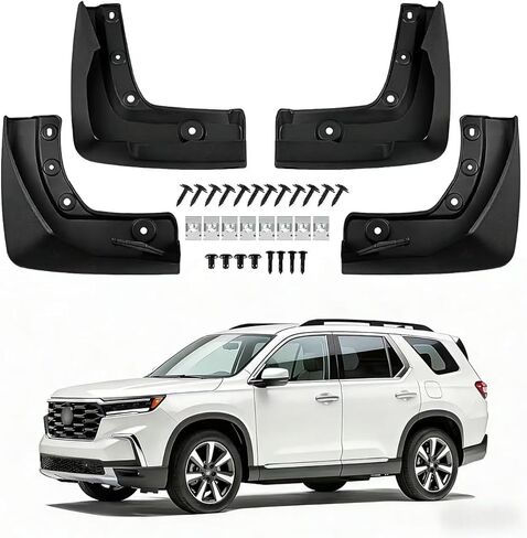 No Drill Mud Flaps for 2023-2026 Honda Pilot, Heavy Duty Front & Rear All Weather Splash Guards Set for LX Sport EX-L Touring Trailsport Elite Black Edition Trims, OEM-Style Black Mud Guards in Saudi Arabia