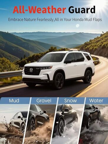 No Drill Mud Flaps for 2023-2026 Honda Pilot, Heavy Duty Front & Rear All Weather Splash Guards Set for LX Sport EX-L Touring Trailsport Elite Black Edition Trims, OEM-Style Black Mud Guards in Saudi Arabia