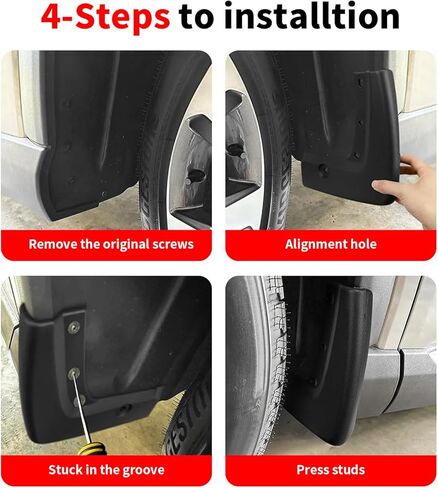No Drill Mud Flaps for 2023-2026 Honda Pilot, Heavy Duty Front & Rear All Weather Splash Guards Set for LX Sport EX-L Touring Trailsport Elite Black Edition Trims, OEM-Style Black Mud Guards in Saudi Arabia