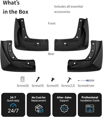 No Drill Mud Flaps for 2023-2026 Honda Pilot, Heavy Duty Front & Rear All Weather Splash Guards Set for LX Sport EX-L Touring Trailsport Elite Black Edition Trims, OEM-Style Black Mud Guards in Saudi Arabia
