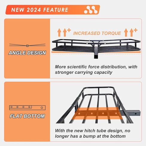 سلة حامل البضائع MeeFar Hitch Mount مقاس 53 بوصة × 19 بوصة × 5 بوصة + حقيبة شحن مقاومة للماء (51 بوصة × 17 بوصة × 18 بوصة)، سعة حمل تصل إلى 500 رطل تناسب جهاز استقبال 2 بوصة مع مثبت وصلة وشبكة وأشرطة in Kuwait