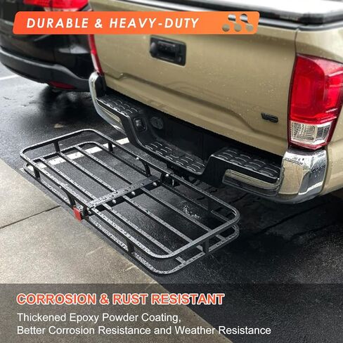 سلة حامل البضائع MeeFar Hitch Mount مقاس 53 بوصة × 19 بوصة × 5 بوصة + حقيبة شحن مقاومة للماء (51 بوصة × 17 بوصة × 18 بوصة)، سعة حمل تصل إلى 500 رطل تناسب جهاز استقبال 2 بوصة مع مثبت وصلة وشبكة وأشرطة in Kuwait