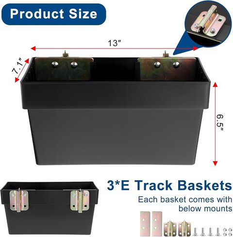 3 Pack Heavy Duty E Track Storage Bins, E-Track Accessories Tool Organizer for Enclosed Trailer, Truck, Cargo Van, Garage, Durable Plastic Storage Baskets for E-Track Rail System, 13 Inch in Saudi Arabia
