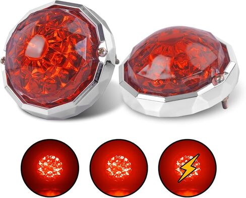 قطعتان من أضواء إشارة الانعطاف باللون البطيخ الأحمر مع ستروب، 3.5 بوصة 19LED مصابيح خلفية لعلامة التوقف المنخفضة لشبه الشاحنات والمقطورات والشاحنات الصغيرة والطرق الوعرة والمركبات الترفيهية in Kuwait
