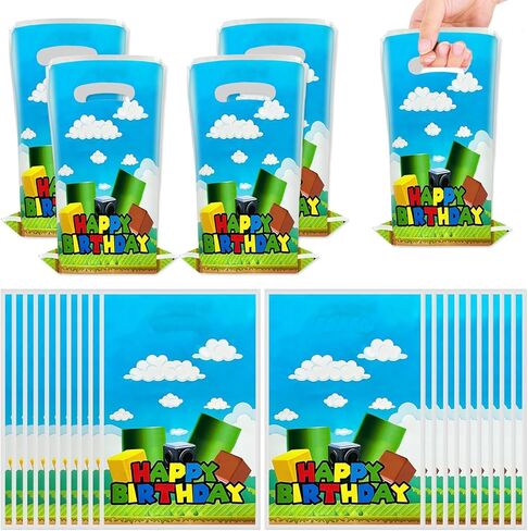 OULUN 30Pcs Super Bros Party Gift Bags,Cartoon Game Party Candy Bags,Girl and Boy Birthday Supplies Decorates in Saudi Arabia
