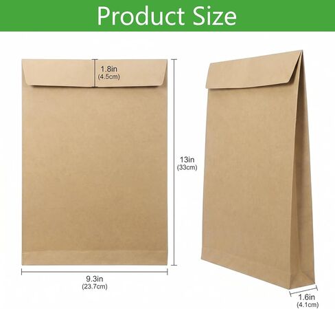 25 Pack 10x13 Inch Expandable Large Envelopes Big Mailing Envelopes Hook-and-Loop Closure Anti Tear Catalog Envelopes for Business Office Paper Documents File Storage - Brown in Kuwait
