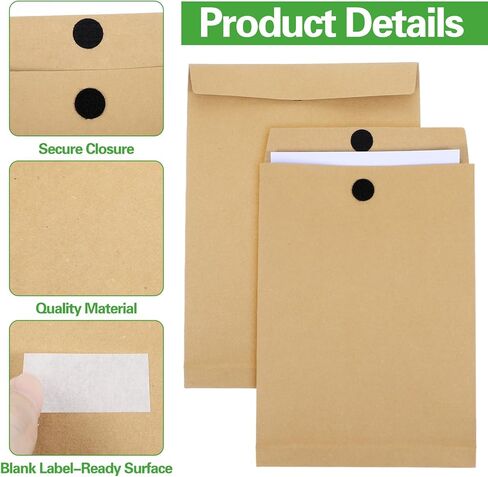 25 Pack 10x13 Inch Expandable Large Envelopes Big Mailing Envelopes Hook-and-Loop Closure Anti Tear Catalog Envelopes for Business Office Paper Documents File Storage - Brown in Kuwait