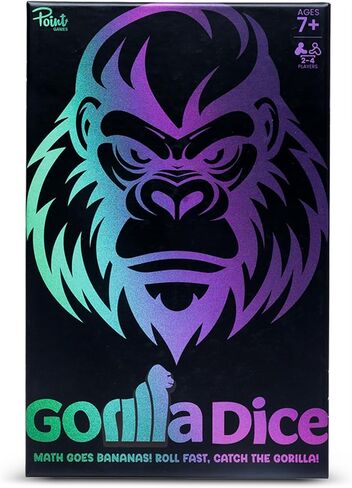 لعبة Point Games Gorilla Dice - لعبة لوحة الرياضيات العائلية سريعة الخطى - تتضمن 24 نردًا و4 صواني و80 بطاقة وغوريلا ضخمة - لعبة تعليمية تعليمية ممتعة للأعمار من 7 سنوات فما فوق (2-4 لاعبين) in Kuwait