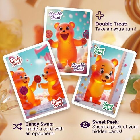 لعبة Point Games Gummy Bear Card Game، لعبة ممتعة لاستراتيجية الرياضيات والذاكرة للأطفال والعائلات - تتضمن 54 بطاقة وبطاقات عمل - للأعمار من 6 سنوات فما فوق - من 2 إلى 6 لاعبين in Kuwait